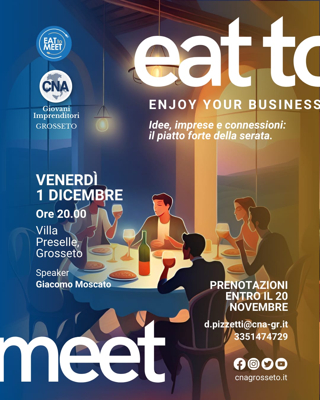 A Grosseto arriva l’“Eat to meet”: Giovani imprenditori a cena per parlare di futuro